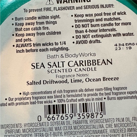 Bath & Body Works Sea Salt Caribbean Candle - Blue and Cream - Picture 4 of 4